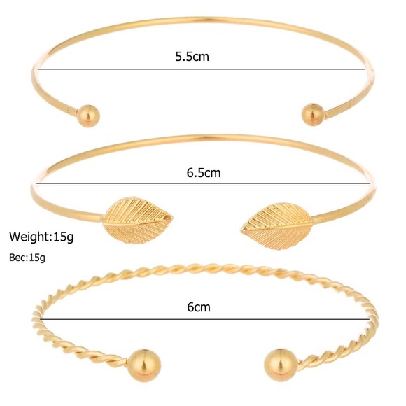 Gold Minimal Style Arrow Bracelet Set - Picture 4 of 4